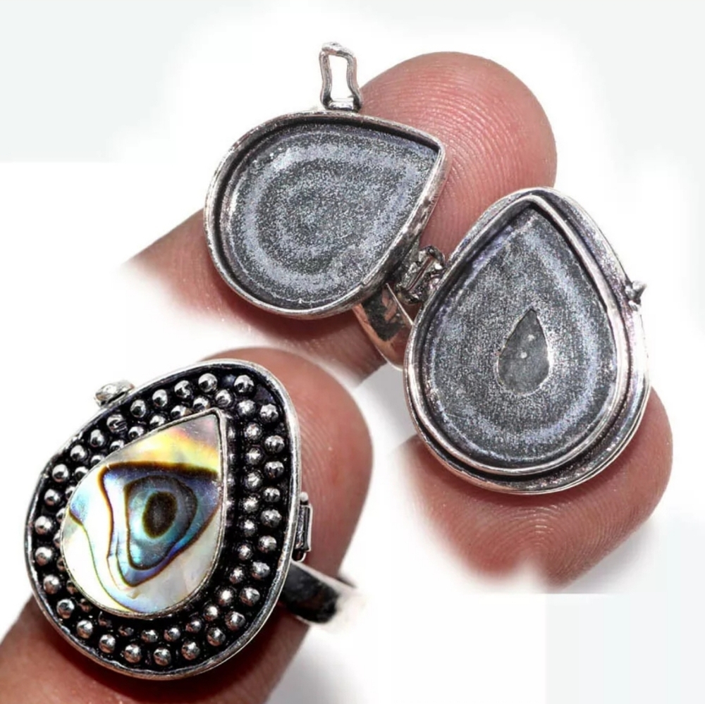 Vintage Abalone shell "poison" ring. - Picture 1 of 2
